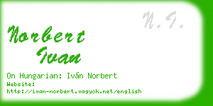 norbert ivan business card